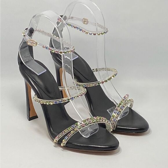 Alexandre Birman Dolores 100 Black & Sparkling Straps Sandal size 36.5 - Picture 6 of 12